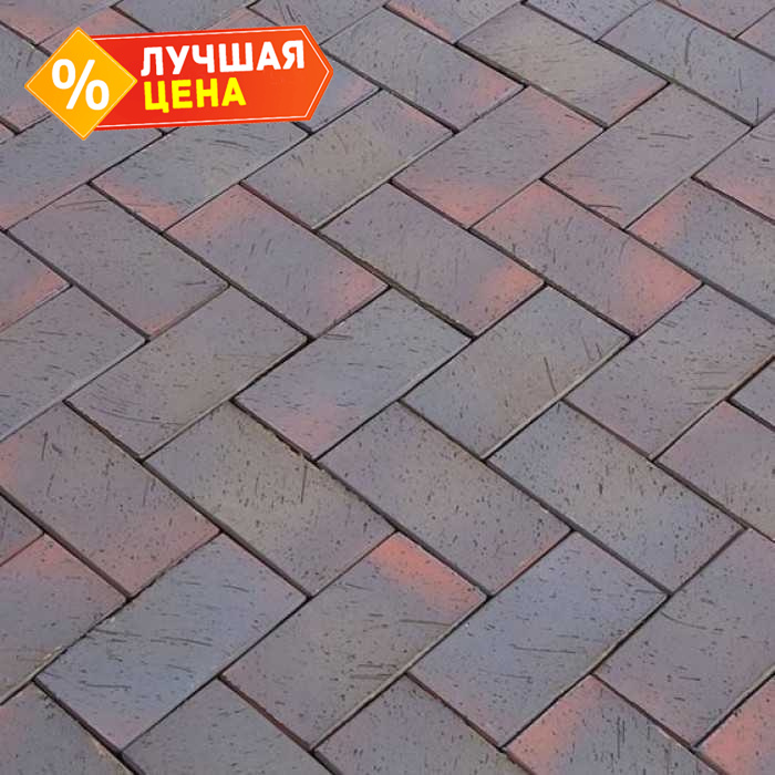 Клинкерная брусчатка Lode Etna темно-пестрая шероxоватая, 200x100x47 мм